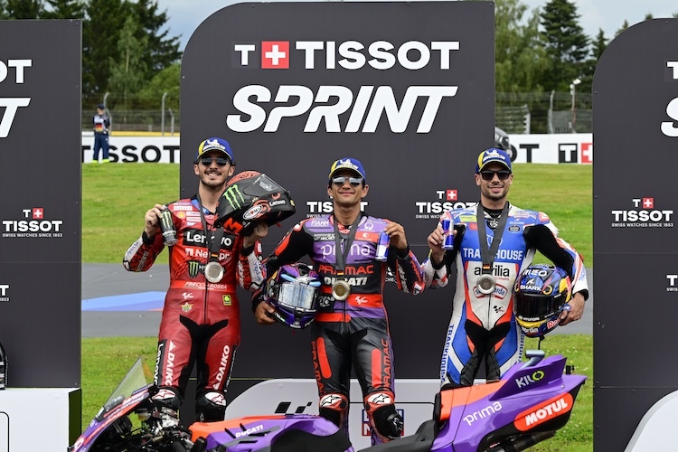 Die schnellsten Sprinter am Sachsenring: Jorge Martin, Miguel Oliveira und Weltmeister Bagnaia