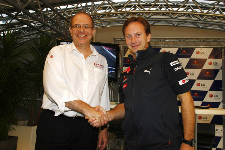 Red Bull-Teamchef Christian Horner und LG-Manager Dermont Boden