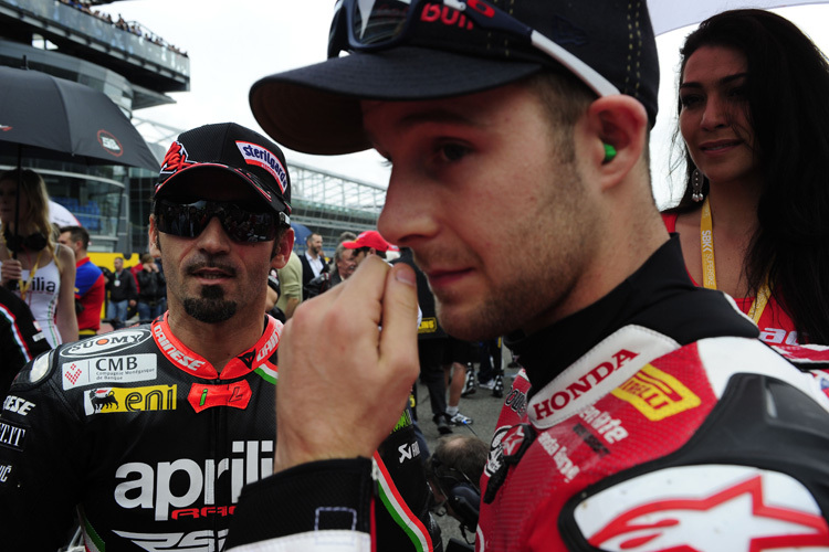 Max Biaggi (li.) holte viele Erfolge für Aprilia, Jonathan Rea fuhr lange Honda