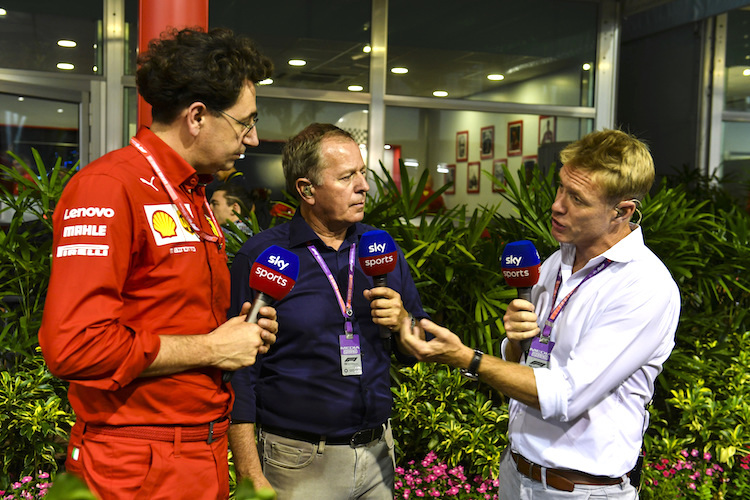 Mattia Binotto, Martin Brundle und Simon Lazenby 2019 in Singapur