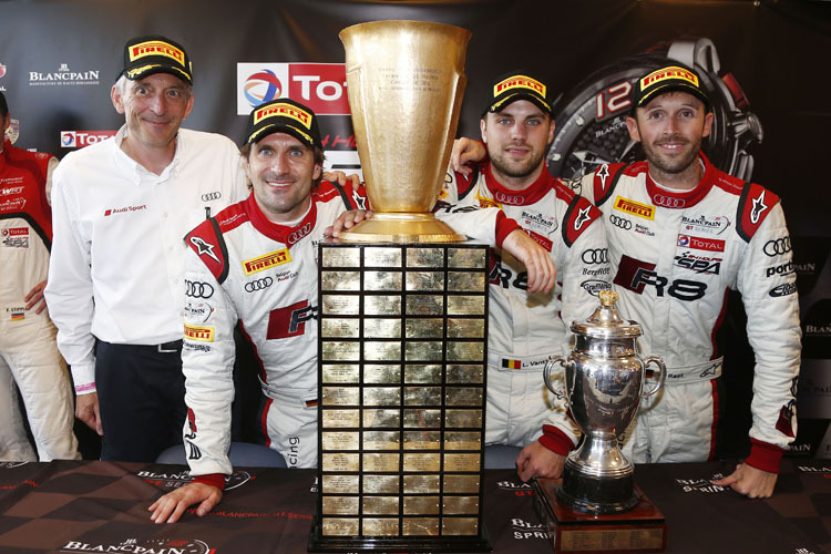 Winkelhock, Vanthoor und Rast mit Audi-Kundensportchef Romolo Liebchen