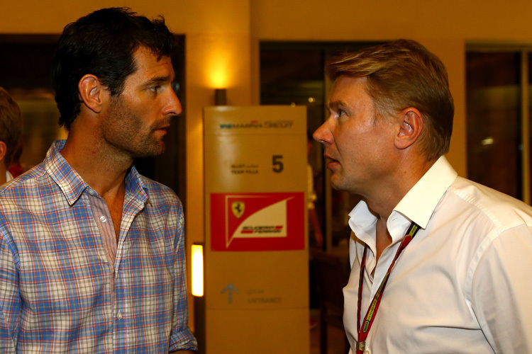 Mark Webber und Mika Häkkinen beim WM-Finale von Abu Dhabi
