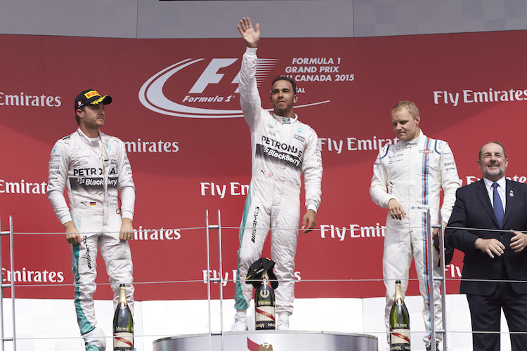 Siegerehrung in Montreal: Rosberg, Hamilton, Bottas