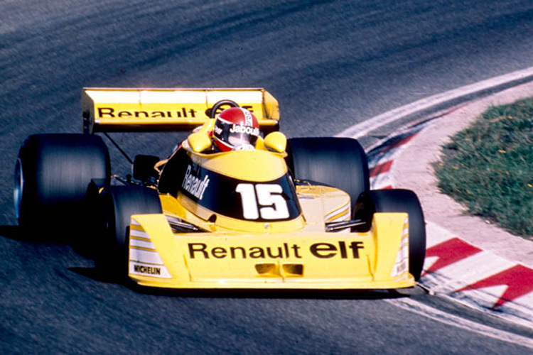 Jean-Pierre Jabouille bei Testfahrten im Renault-Turbo