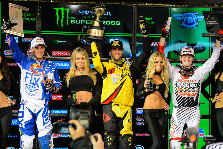 Anaheim 1: Sieger Millsaps umrahmt von Dungey (li.) und Canard