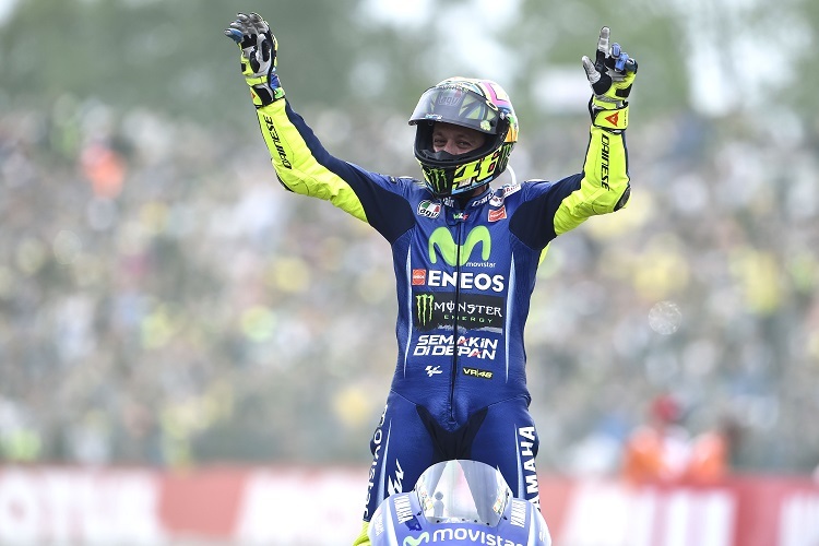 So feierte Valentino Rossi 2017 seinen Sieg