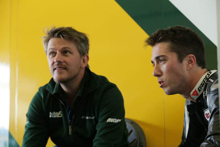 Neu in Caterham-Diensten: Teammanager Johan Stigefelt und US-Superbike-Champion Josh Herrin (re.)