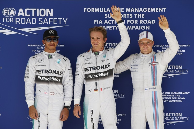 Die Top-3 des Qualifying - Nico Rosberg vor Lewis Hamilton und Valtteri Bottas