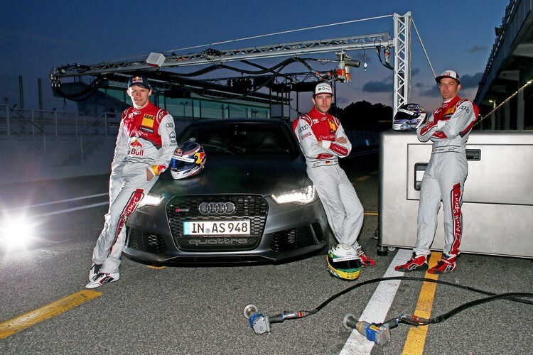 Die Audi-Champions Mattias Ekström, Mike Rockenfeller und Timo Scheider