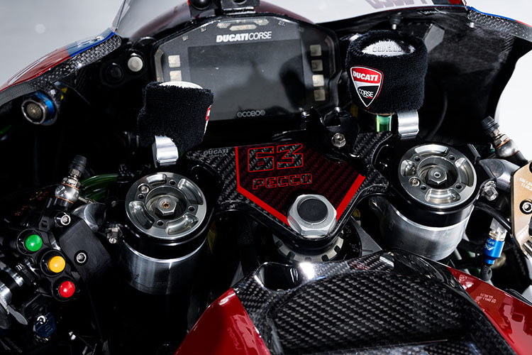 Das Cockpit der Ducati GP23 von Bagnaia