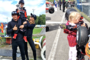 Kimi und Minttu Räikkönen freuen sich über den Erfolg von Robin, von Schwesterchen Rianna gibt es eine Umarmung