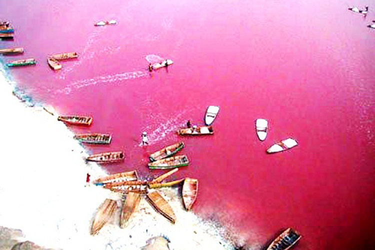 Früher das Ende der Dakar: Der Lac Rose (roter See) im Senegal