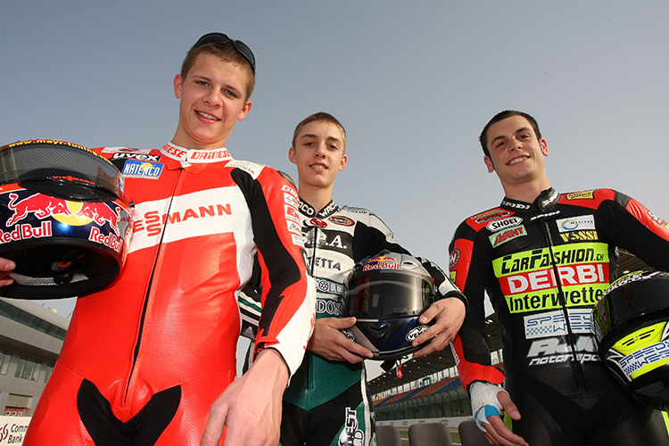 Ein Bild von 2009: Stefan Bradl, Jonas Folger und Sandro Cortese