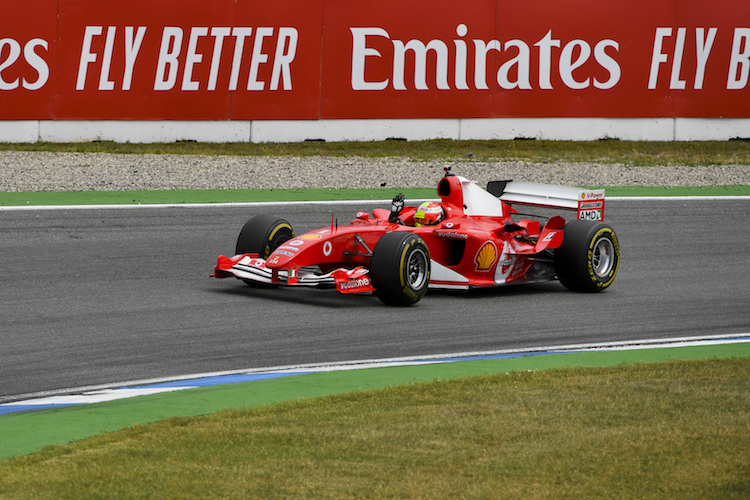 Eine besondere Fahrt: Mick Schumacher fuhr in Hockenheim im F2004, mit dem sein Vater seinen 7. Titel holte