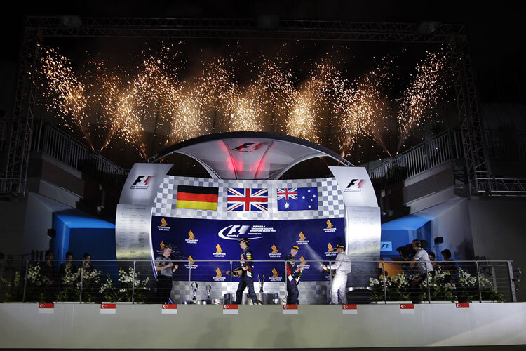 2014 standen Lewis Hamilton, Sebastian Vettel und Daniel Ricciardo auf dem Podium