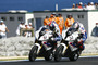 Leon Haslam und Marco Melandri kamen sich auch auf der Rennstrecke in die Quere