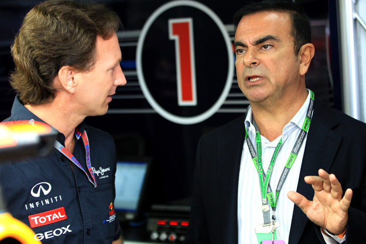 Carlos Ghosn (rechts) mit Red Bull Racing-Teamchef Christian Horner beim WM-Finale 2012 in Brasilien