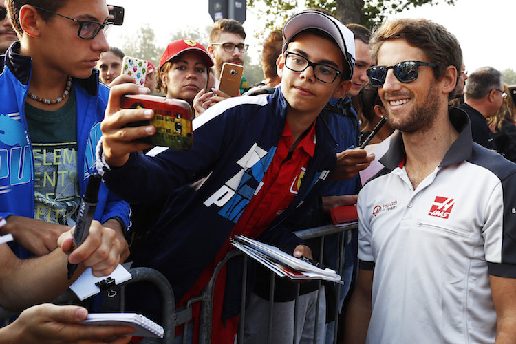 Romain Grosjean und Fans
