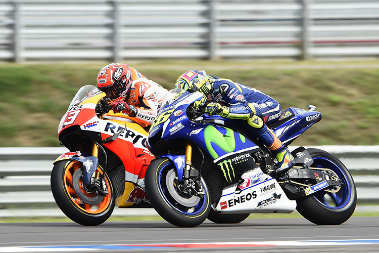 2016 siegte Marc Márquez in Argentinien vor Valentino Rossi