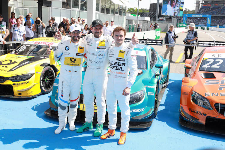 Das Podium vom Samstag: Timo Glock, Gary Paffett und Lucas Auer