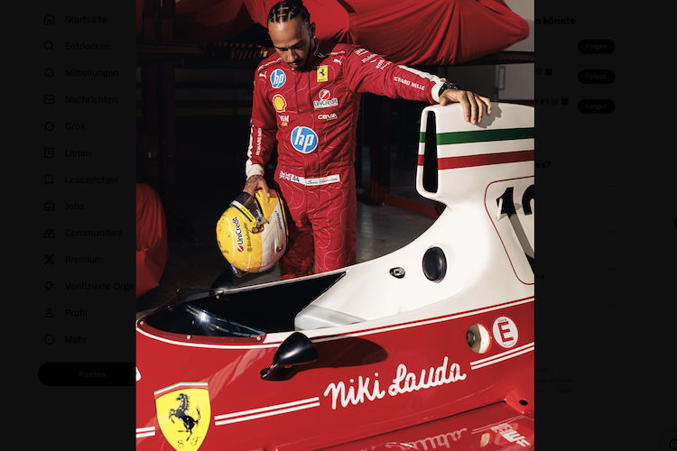 Lewis Hamilton mit dem Ferrari 312T von Niki Lauda