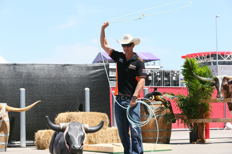 Colin Edwards gestern in Texas als Lassowerfer