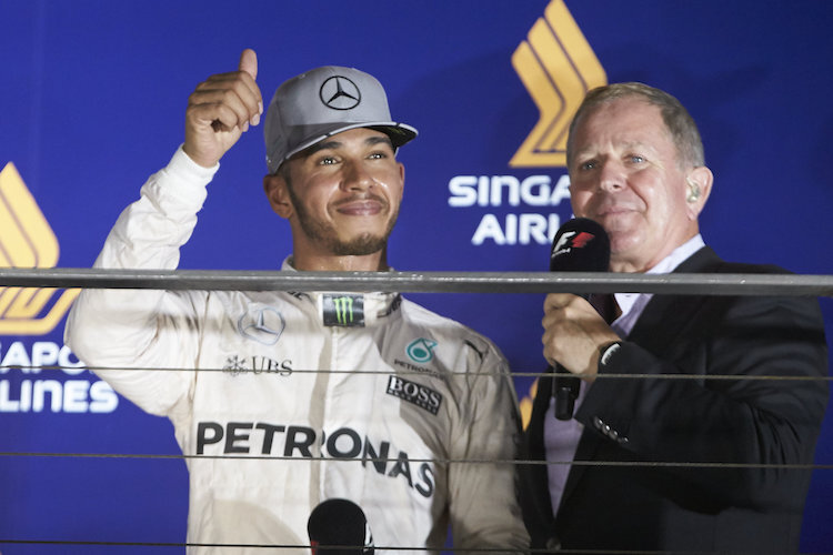 Martin Brundle mit Lewis Hamilton