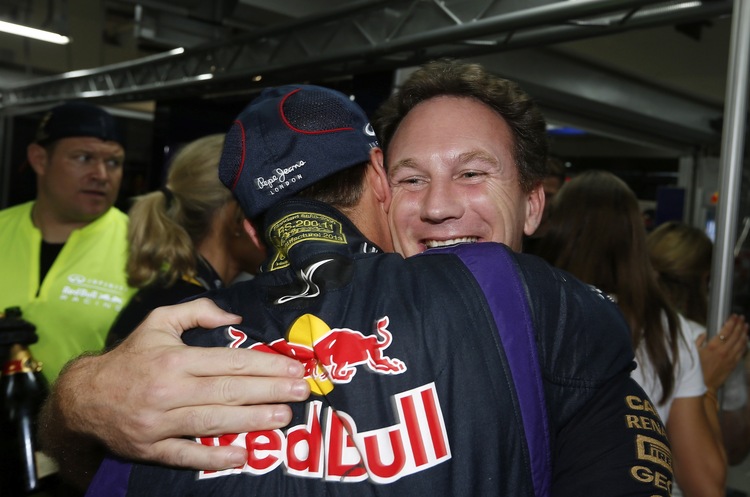 Weltmeister Sebastian Vettel und Teamchef Christian Horner
