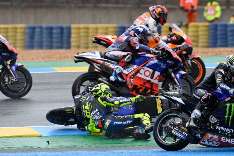 Valentino Rossi zählte zu den vielen Sturzopfern in Le Mans