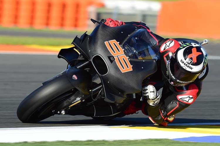 Jorge Lorenzo auf der Ducati Desmosedici beim Valencia-Test