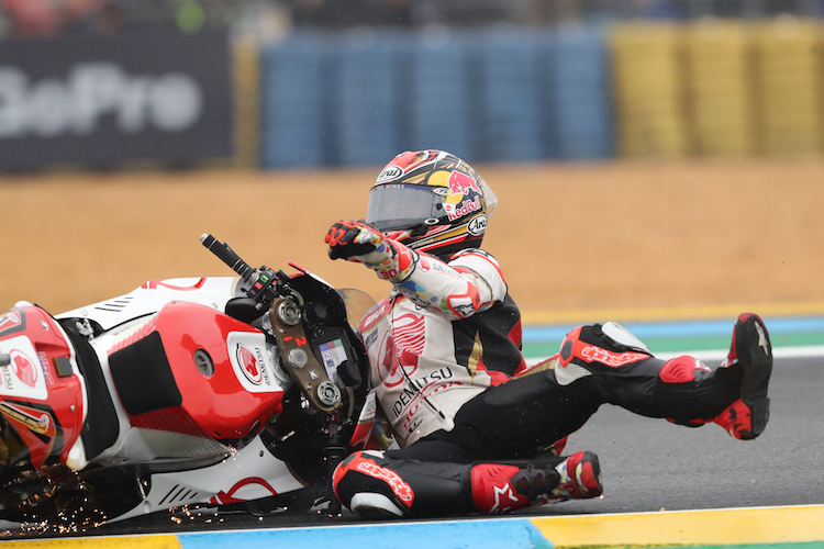 Nicht nur Takaaki Nakagami musste in Le Mans einen Crash einstecken