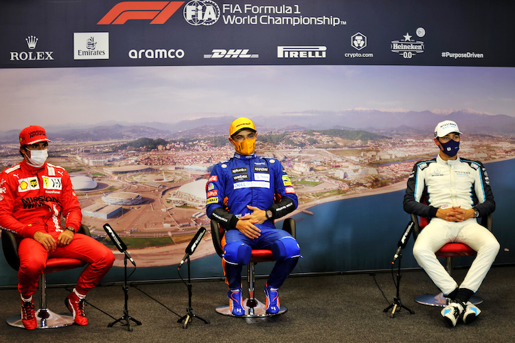 Carlos Sainz (Ferrari), Lando Norris (McLaren), George Russell (Williams)