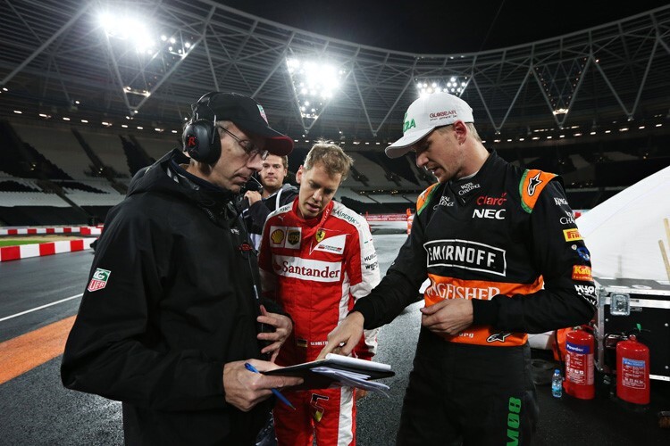 Sebastian Vettel und Nico Hülkenberg im vergangenen November in London