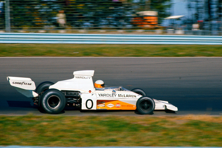 Jody Scheckter in Watkins Glen 1973 mit der Nummer 0 auf seinem McLaren