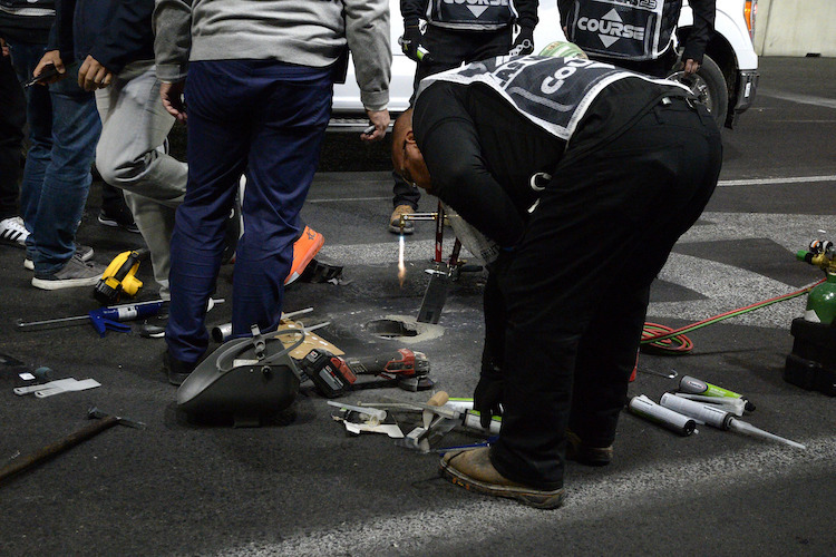 Fieberhafte Arbeit am Las Vegas Strip Circuit