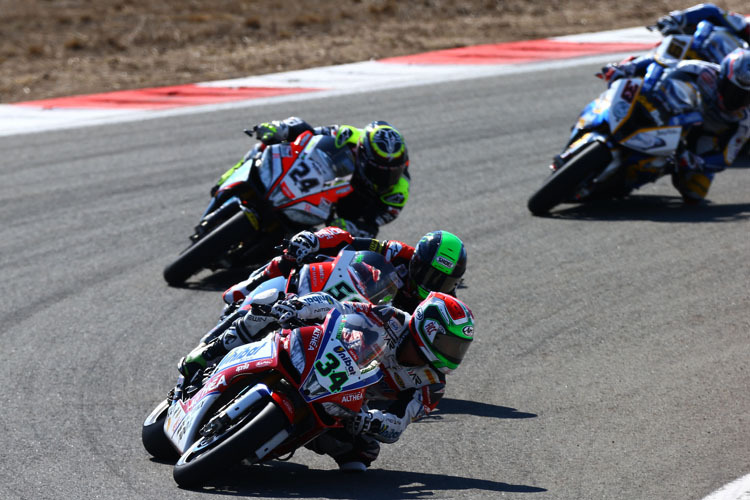 Davide Giugliano vor Laverty, Elias, Melandri und Davies