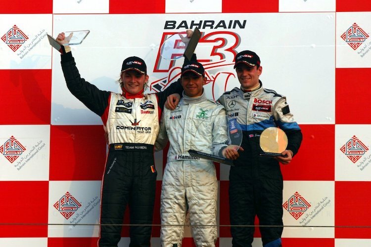 Nico Rosberg, Lewis Hamilton und Jamie Green 2004 (v.l.n.r.)