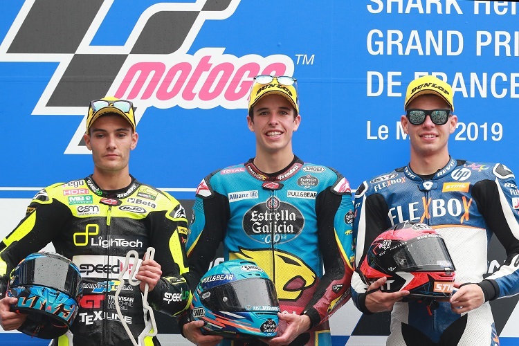 Das Moto2-Podium in Le Mans: Navarro, Márquez und Fernandez