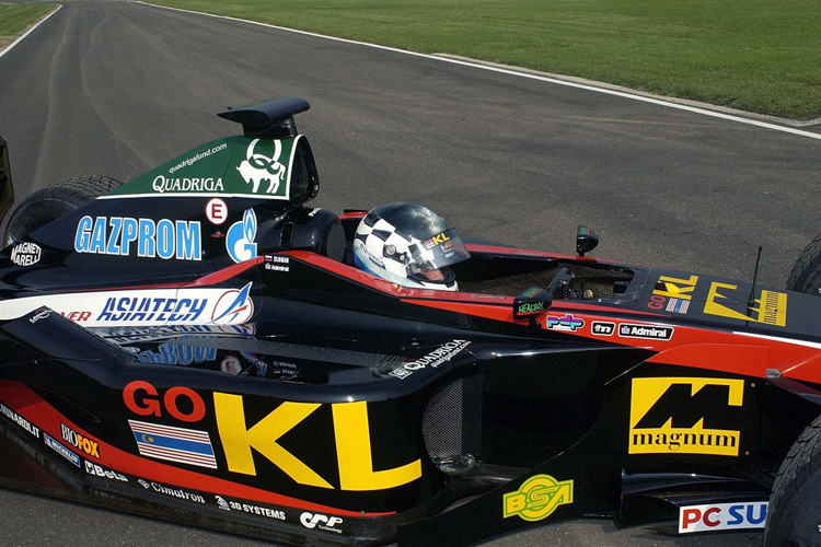 Der erste russische Formel-1-Fahrer: Sergej Zlobin 2002 im Gazprom-gesponsorten Minardi