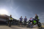 Nairo Quintana mit Valentino Rossi, Jorge Lorenzo und Alejandro Valverde