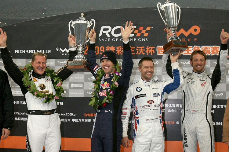 Michael Schumacher, Sebastian Vettel, Andy Priaulx und Jenson Button beim RoC 2009