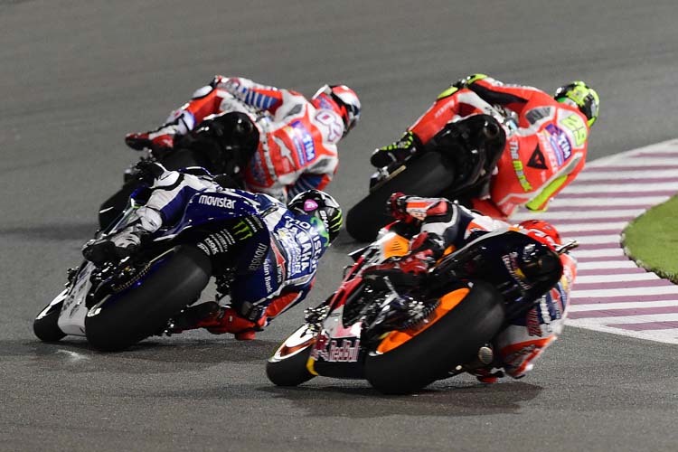 In Katar schafften es mit Yamaha, Ducati und Honda drei Hersteller auf das MotoGP-Podest