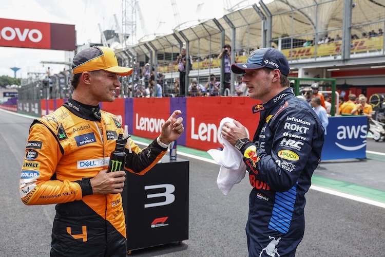 Lando Norris und Max Verstappen in Brasilien