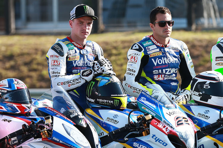 Alex Lowes (li.) mit seinem Teamkollegen 2015 Randy de Puniet