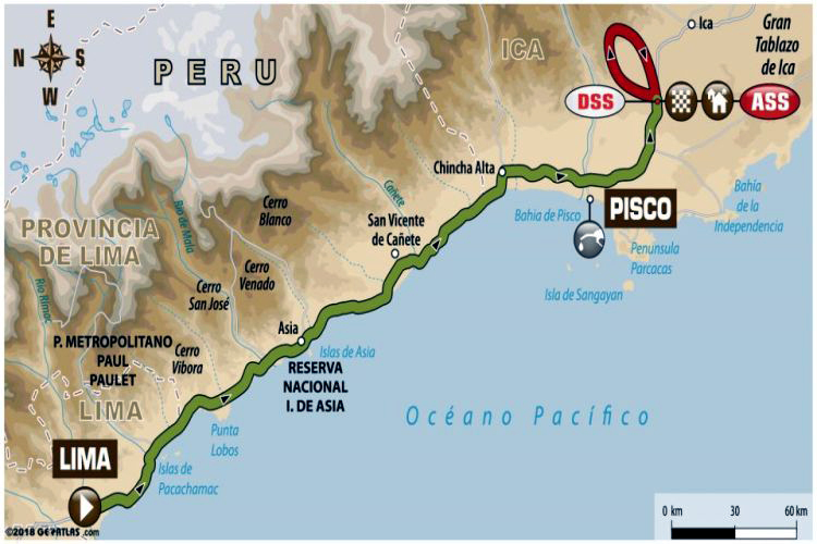 Die erste Etappe führt vom Startpunkt Lima in die 272 Kilometer entfernte Provinz Pisco