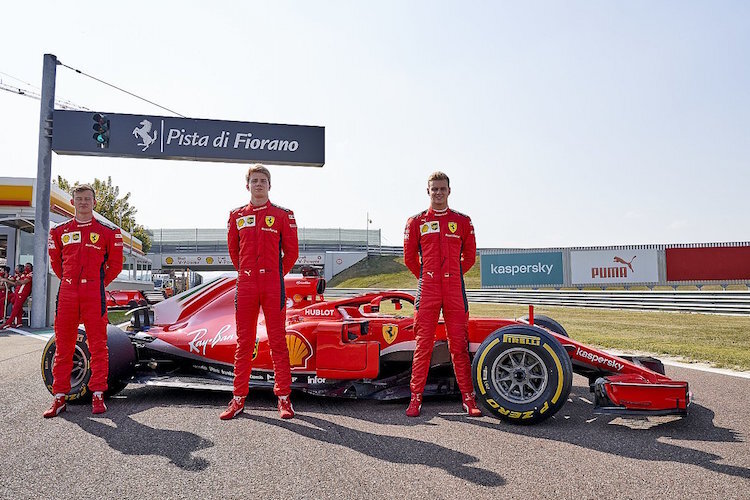 Die Ferrari-Junioren Callum Ilott, Robert Shwartzman und Mick Schumacher