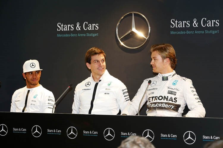 Lewis Hamilton, Toto Wolff und Nico Rosberg