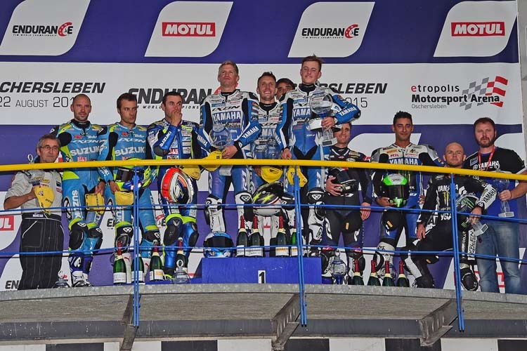 Das Podium beim Acht-Stunden-Rennen in Oschersleben