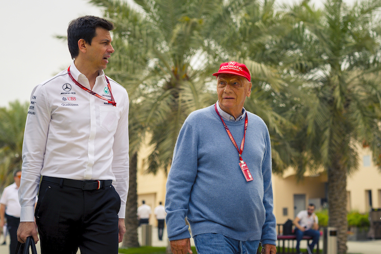 Toto Wolff und Niki Lauda in Bahrain 2018