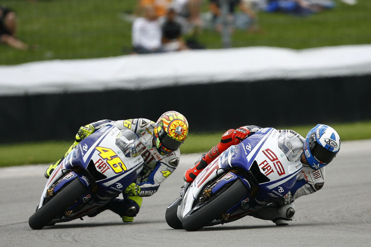 Gegen Lorenzo (l.) zog Rossi in Indianapolis den Kürzeren